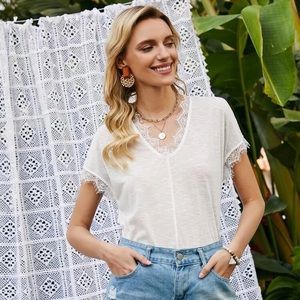 V-Neck lace t-Shirt